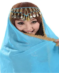 2018 Chiffon Belly Dance Face Veil Dancing Head Scarf Shawl Headpiece Costumes Free Shipping and Drop Shipping