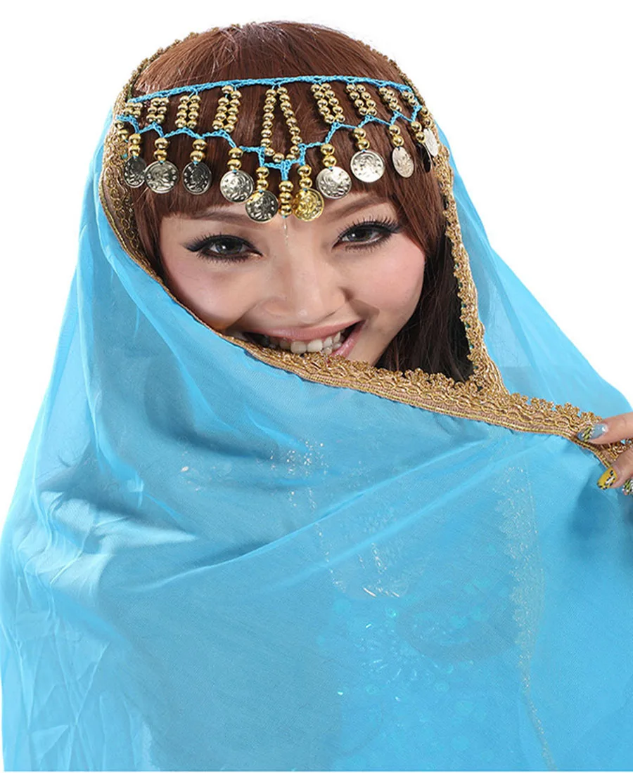

2018 Chiffon Belly Dance Face Veil Dancing Head Scarf Shawl Headpiece Costumes Free Shipping and Drop Shipping