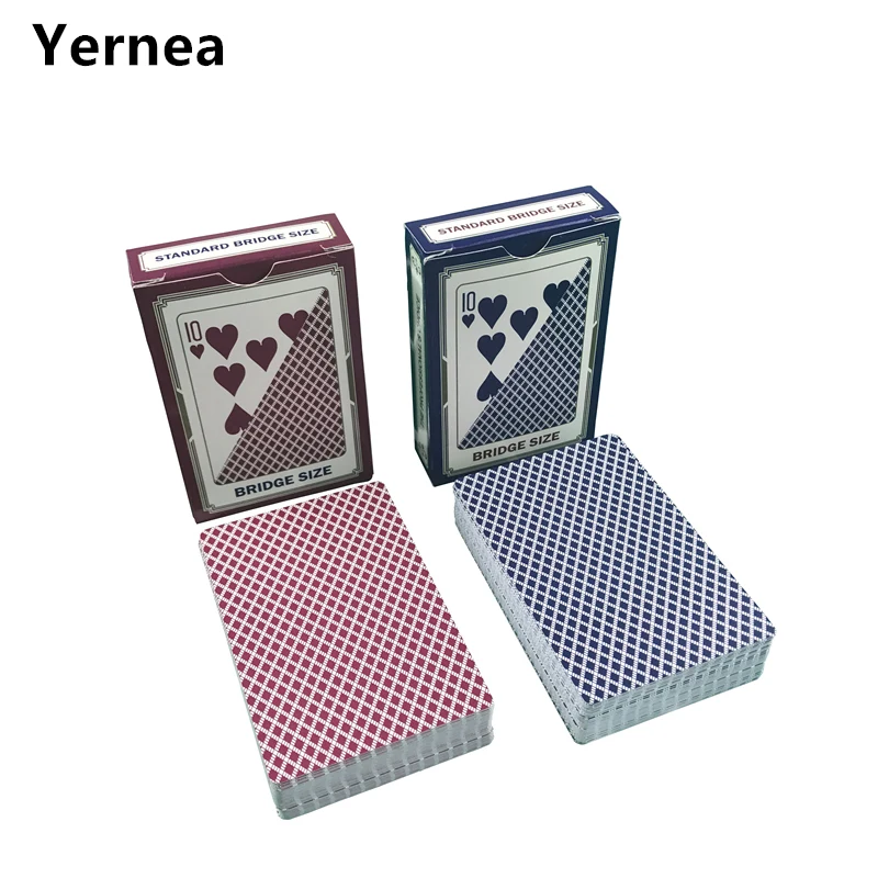 2 세트 / 로트 2 색상 빨강 및 파랑 PVC 포커 카드 놀이 플라스틱 방수 설탕 바카라 텍사스 홀덤 포커 게임 Yernea