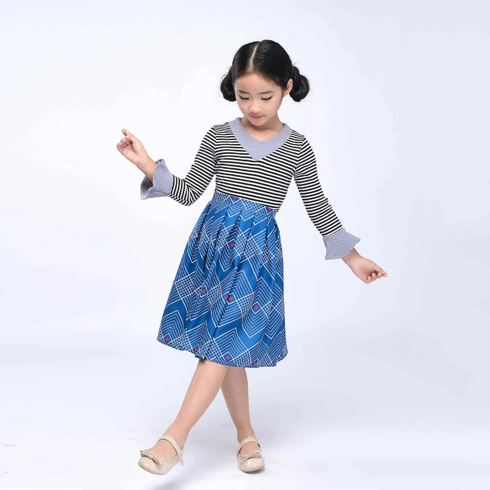 1950s Blue Grid Pattern Plaid Pleated Vintage Skirts Kids Girls High Waist Knee Length A-Line Midi Skirt Rhombus 1960s Dress