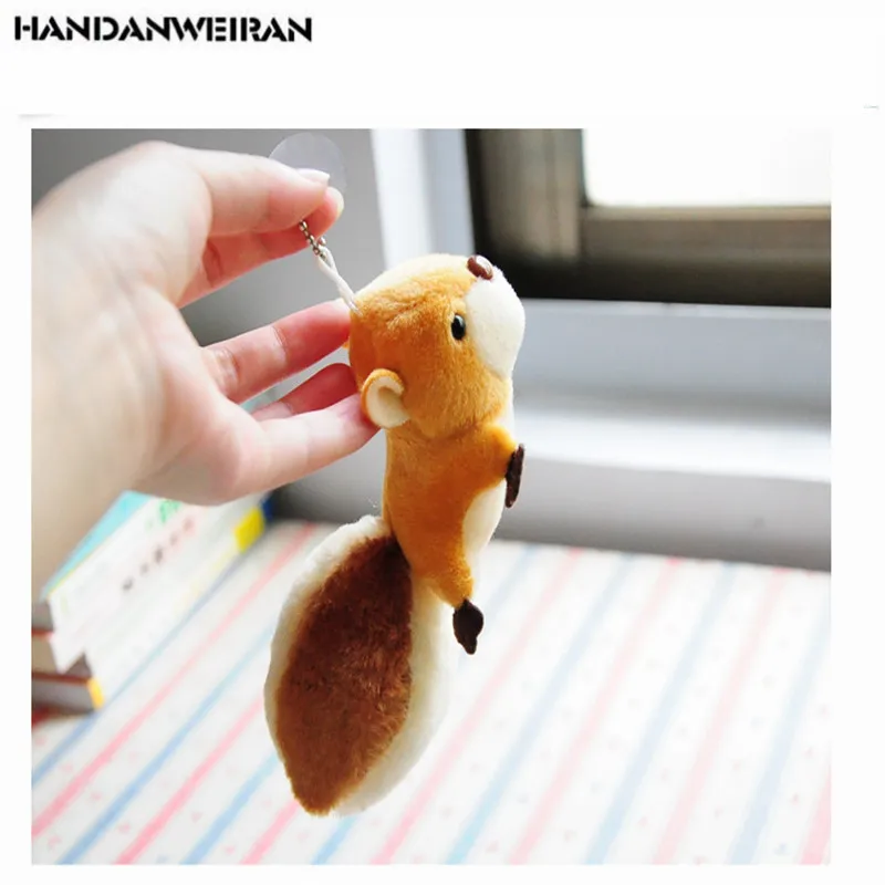 

1PC Smart little squirrel plush toy mini cute pendant big tail knapsack pendant toys key chain soft stuffed animal Pendant 8cm