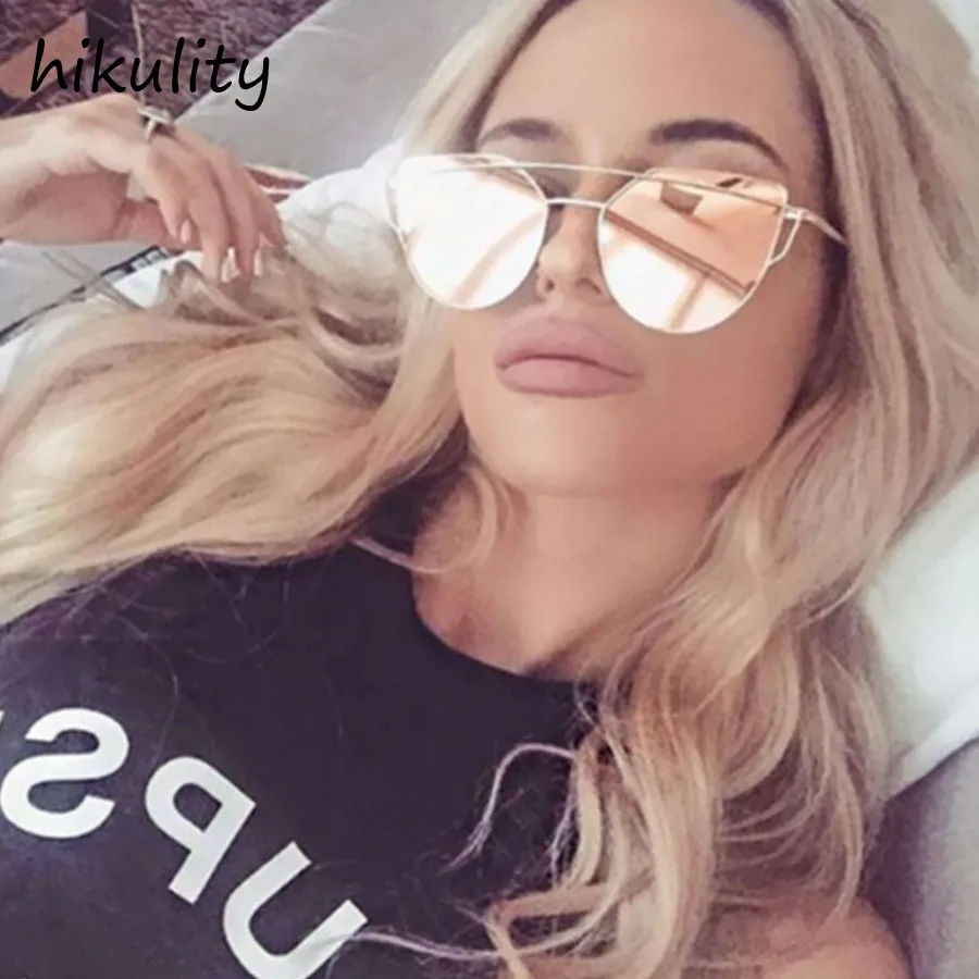 

81072 Pink Mirror Sunglasses Women Metal Frame Vintage Ladies Shades UV400 Protection Retro Transparent Sun Glasses Female