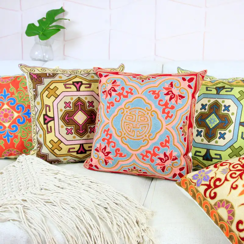 floral embroidered cushions