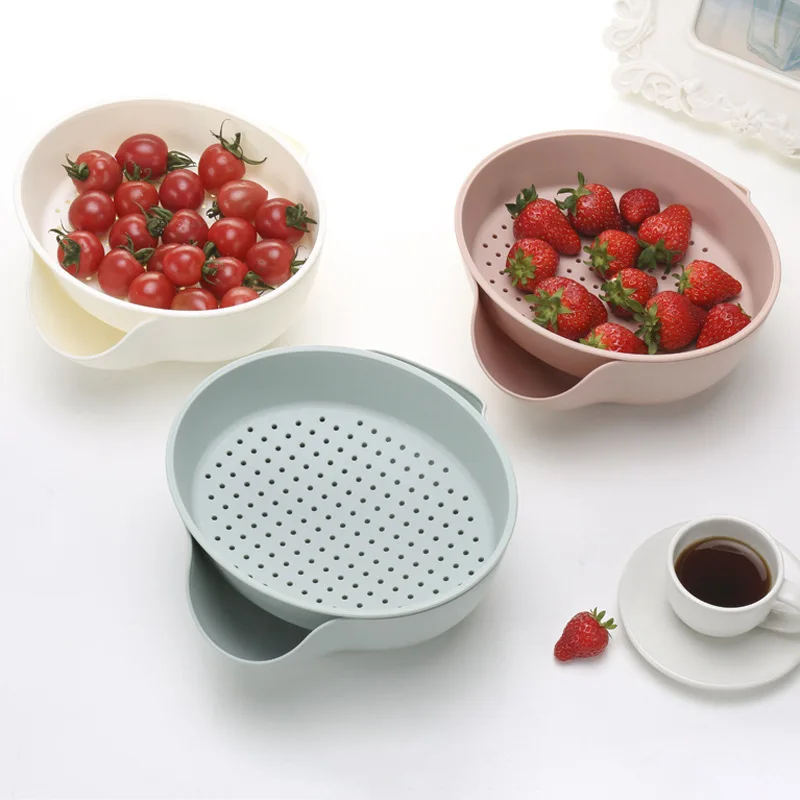 

1 Set Anti Spill Fruit Vegetable Wash Colanders Bowl Plate Containers Kitchen Pan Strainer for Drain Cooking Accessories Tools