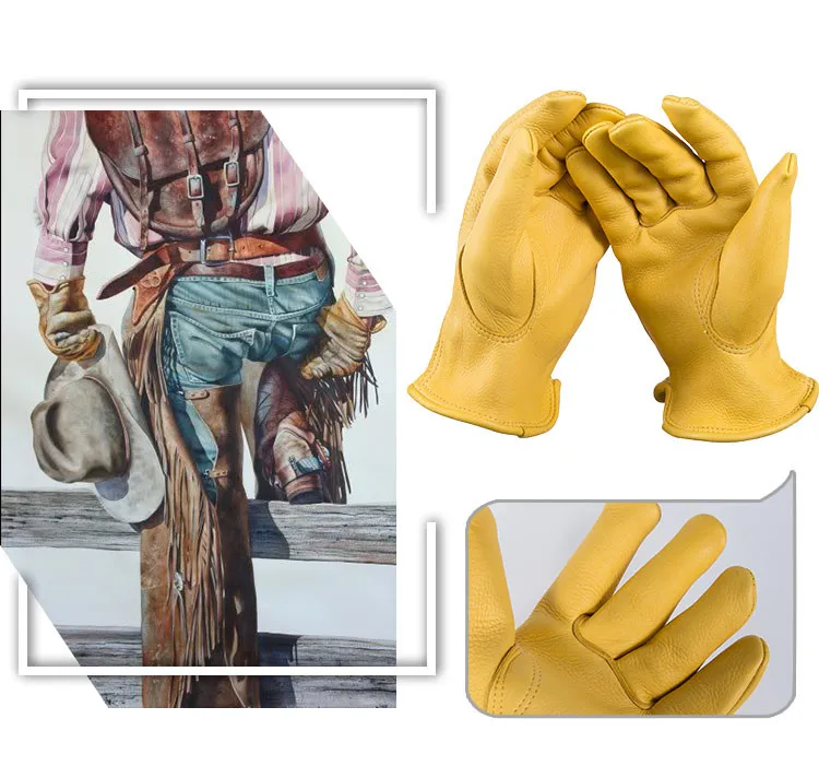 Guantes de trabajo de proteccion para soldadura TIG de piel de ciervo