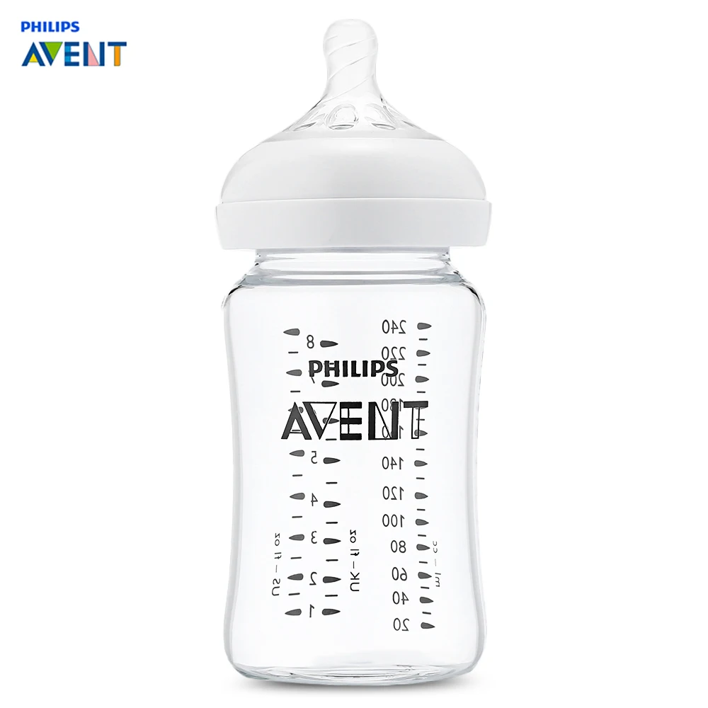 Philips Avent 8oz / 240ml Baby Glass Milk Bottle Training Feeding Drinking Cup Borosilicate