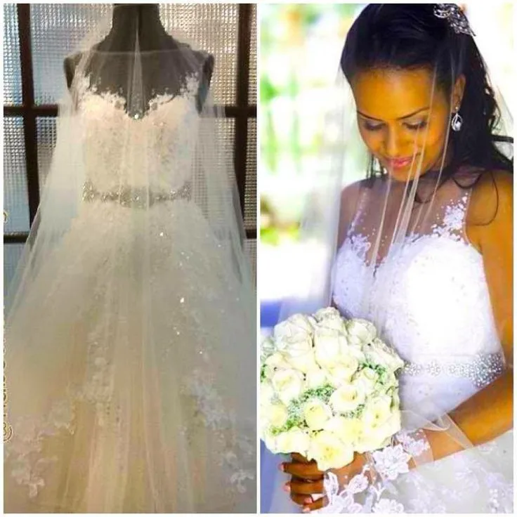 Cheap 2015 Beaded Romantic Tulle See Through Back Bridal Wedding Dresses Gowns Custom Make Vestido De Noiva Long Dress | Свадьбы и