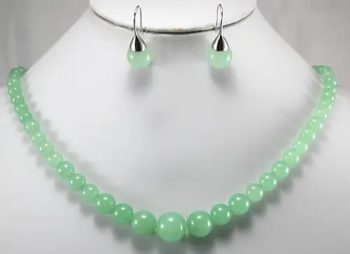 New Design 4colors 6-12mm Light Green Jade Necklace Earrings Jewelry Set (A0424) | Украшения и аксессуары