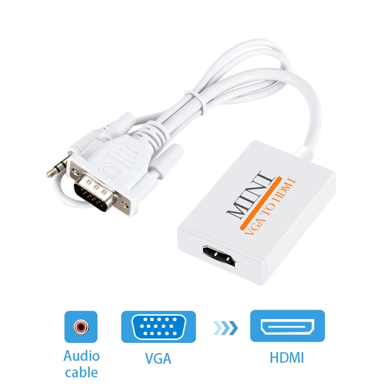 جديد VGA الذكور إلى HDMI أنثى محول كابل محول مع الصوت الناتج 1080 P VGA محول HDMI لأجهزة الكمبيوتر المحمول إلى HDTV العارض r10
