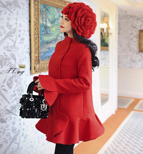 sweet women winter hat Beanies big flowers Beads Caps Lady Headgear Beanies Women's Winter Hats female Wool Knitted Hat