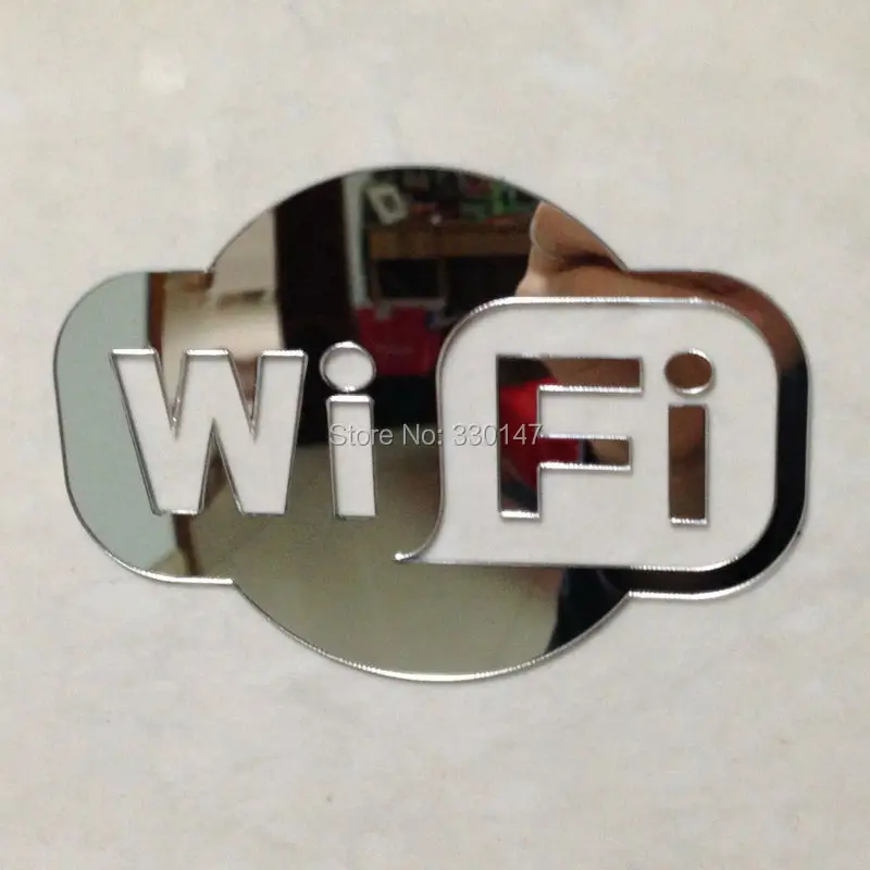 Wifi знак зеркальный стикер для стеклянной двери Кофейни ресторана отелей место бизнеса акриловое зеркало украшение