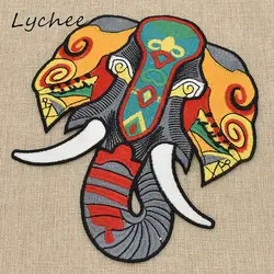 Личи 22*20,5 см негабаритных красочные слон вышивка хлопок аппликация для одежды сумка DIY шитье Декор аппликация