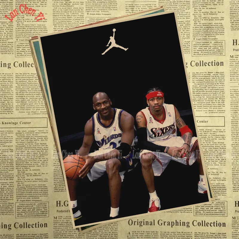 Винтаж НБА Баскетбол звезда классический Аллен Айверсон плакат высокого качества обои декорации в интерьере