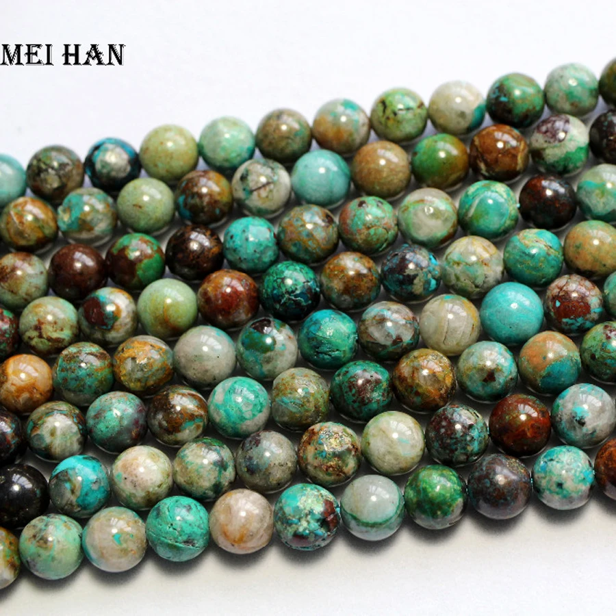 

Meihan Meihan Free shipping (45 beads/set/37g) natural A Chrysocolla 8-8.8mm smooth round loose beads stone for jewelry making