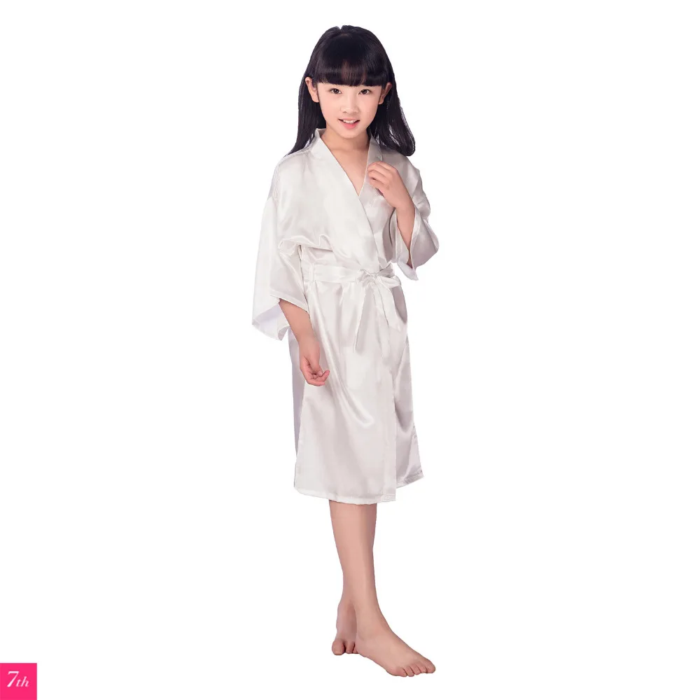 Kids Flower Girl Wedding Stain Robe NightGown Monogrammed Silk children