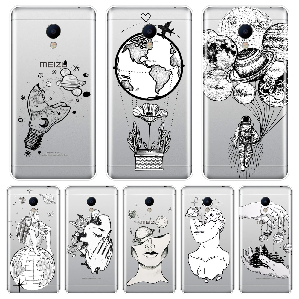 

Back Cover For Meizu M6 M6S M6T M5 M5C M5S M3 M3S M2 Soft Silicone Art Space Star Men Girl Phone Case For Meizu M6 M5 M3 M2 Note
