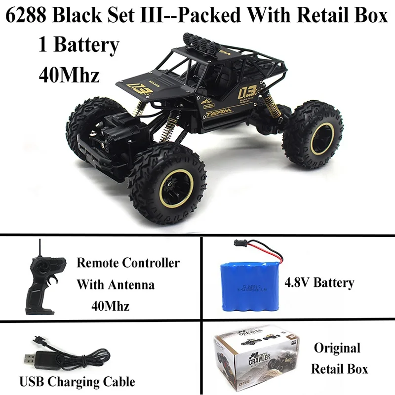 1:18 машинка на радиоуправлении 4WD 2,4 Ghz Рок Гусеничный пульт дистанционного управления игрушки машины на радиоуправлении игрушки для детей 8888 - Цвет: Black Set 3