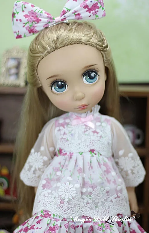 [DY105] 1" Disyne кукольная одежда# кружевное платье ручной работы с цветочным принтом, комплект для 16 дюймов, кукла для девочек, розничная