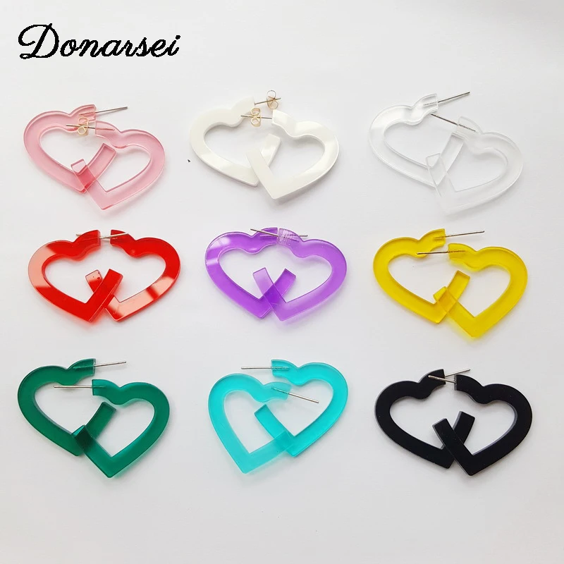 Новые Модные Акриловые серьги Donarsei в форме сердца для женщин ацетатные