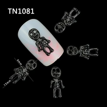 10 шт. черный, Белый Цвет Маникюр Хэллоуин череп сплава Скелет Аксессуары для Ногти Талисманы 3D Дизайн ногтей allhallows ногтей TN1081 TN1082