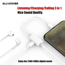 

Allvcover 2 in 1 Charger Audio Adapter For iPhone 7 8 Plus X Splitter Earphone Jack Aux USB Cable For Lightning Adapter (1M)