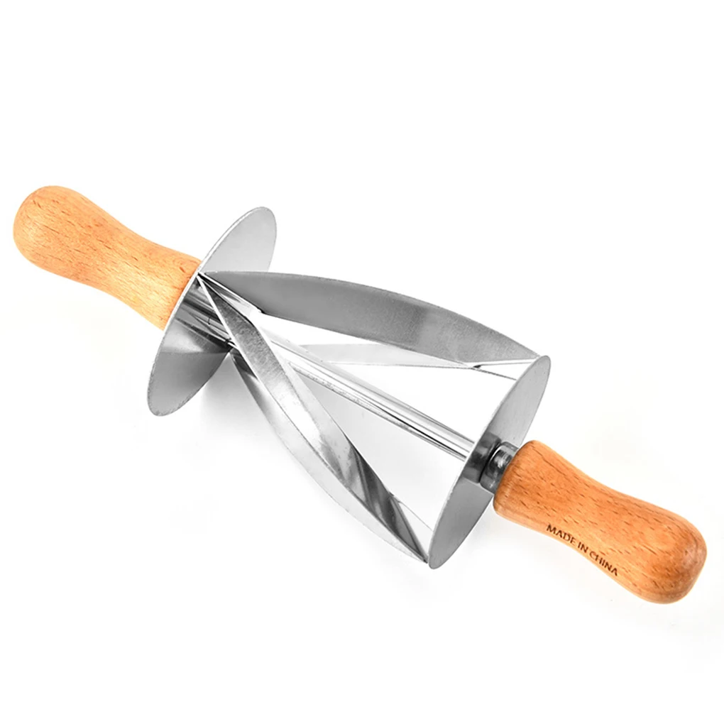 Нержавеющая сталь хлеб катится лезвие, с деревянной ручкой для резки печенья слайсер Кухня инструмент для выпечки