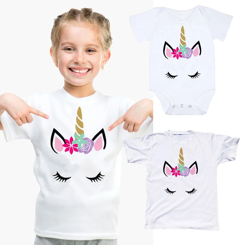 

Baby Girl Romper Unicorn 3D Printing White Clothes Baby Girls Boy Rompers Kids Birthday Jumpsuit Newborn Baby Summer Costume 12M