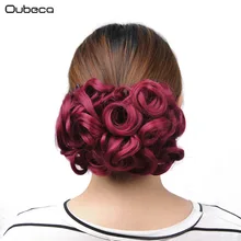 OUBECA 100 г/шт. женские вьющиеся шиньоны эластичная сетка с двумя гребнями синтетические волосы булочки Updo покрытие шиньон красное вино