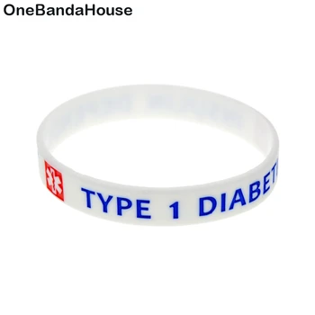 

OBH 50PCS White Filled in Color with Saying Type 1 Diabetic Silicone Bracelet