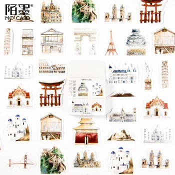 

45 pcs/lot Vintage World architecture scenery paper sticker decoration stickers DIY ablum diary scrapbooking label sticker