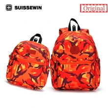 Suissewin Fashionable Parent-child Backpack SN2004K Man And Women Bag With Children Anti-Lost Band Printing Backpack Mochila