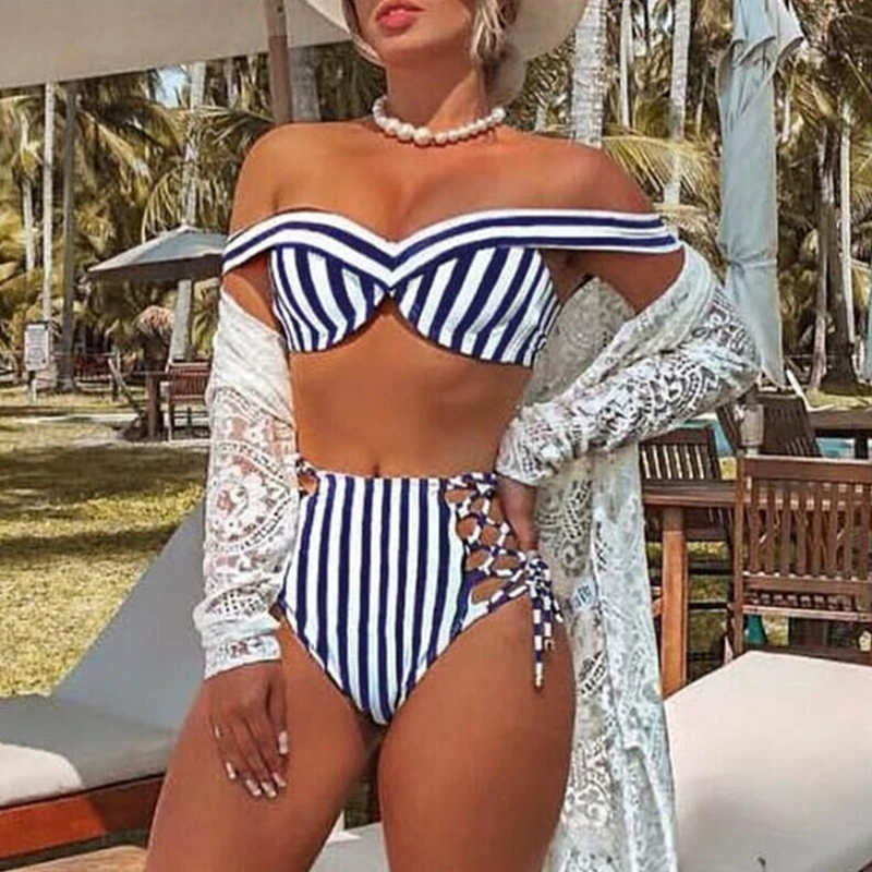 two piece off shoulder swimsuit
