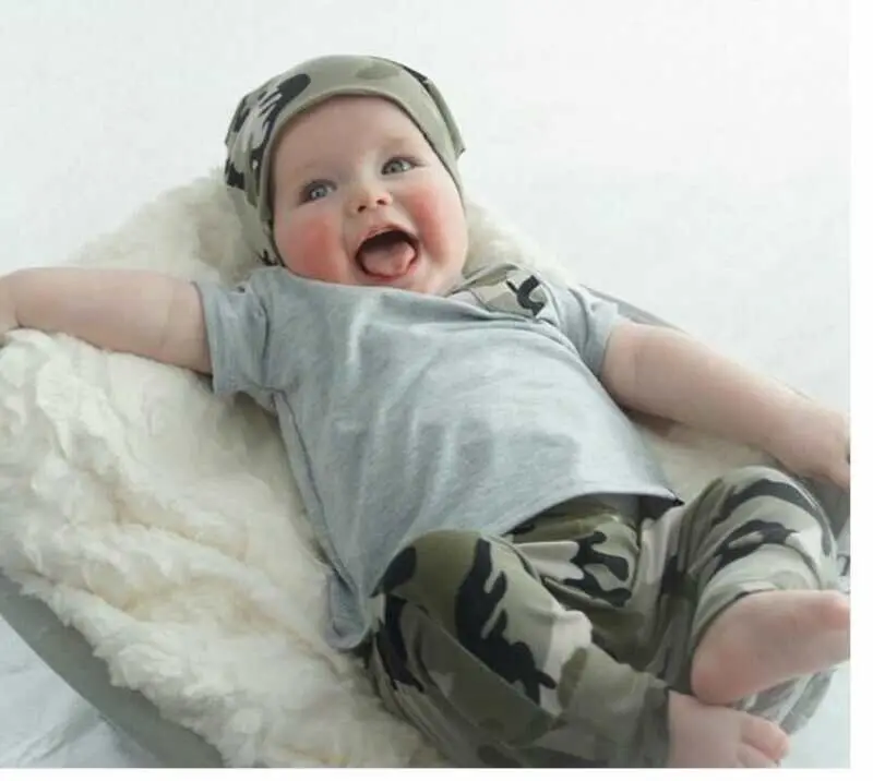 Newborn Baby Clothes 2018 Spring summer Boys Girls Camouflage T-shirt+Pants Toddler Infant Outfit Set |