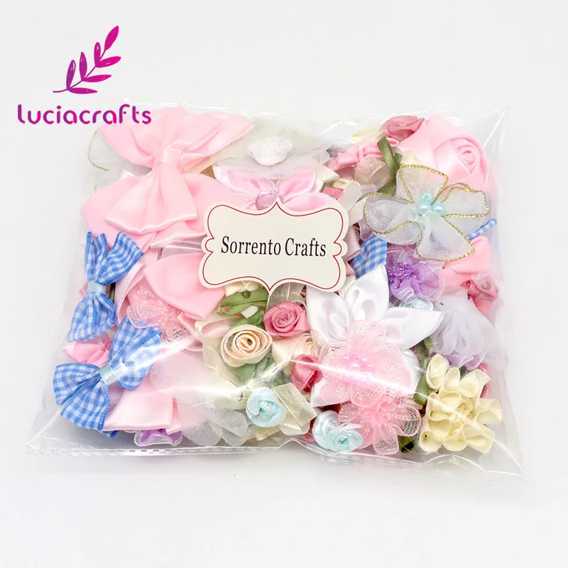 Lucia crafts, 20 г/лот, случайный микс, бант/цветы/розетка, для девочек, бутик, мини лента, бант для волос, сделай сам, аксессуары для одежды, B1202