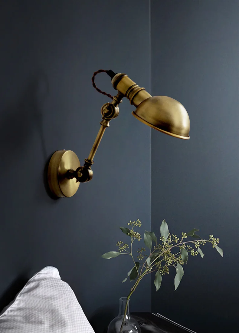 

Attic retro industrial wind LED wall lamp American country retro study office wall lamp bedroom aisle bronze wall lamp