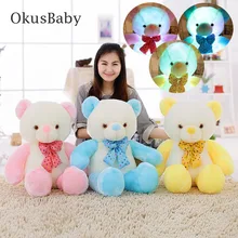 50 см/80 см Два Смешанных Цвета чучело светодиодный вспышка плюшевый светильник игрушки светящийся плюшевый мишка с бантом Рождественский подарок для детей