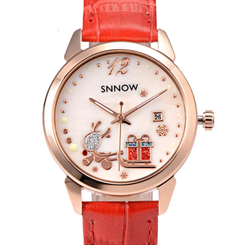2016 CASIMA SNNOW Series watches women cute casual dress quartz watches lady leather strap wristwatch Christmas
