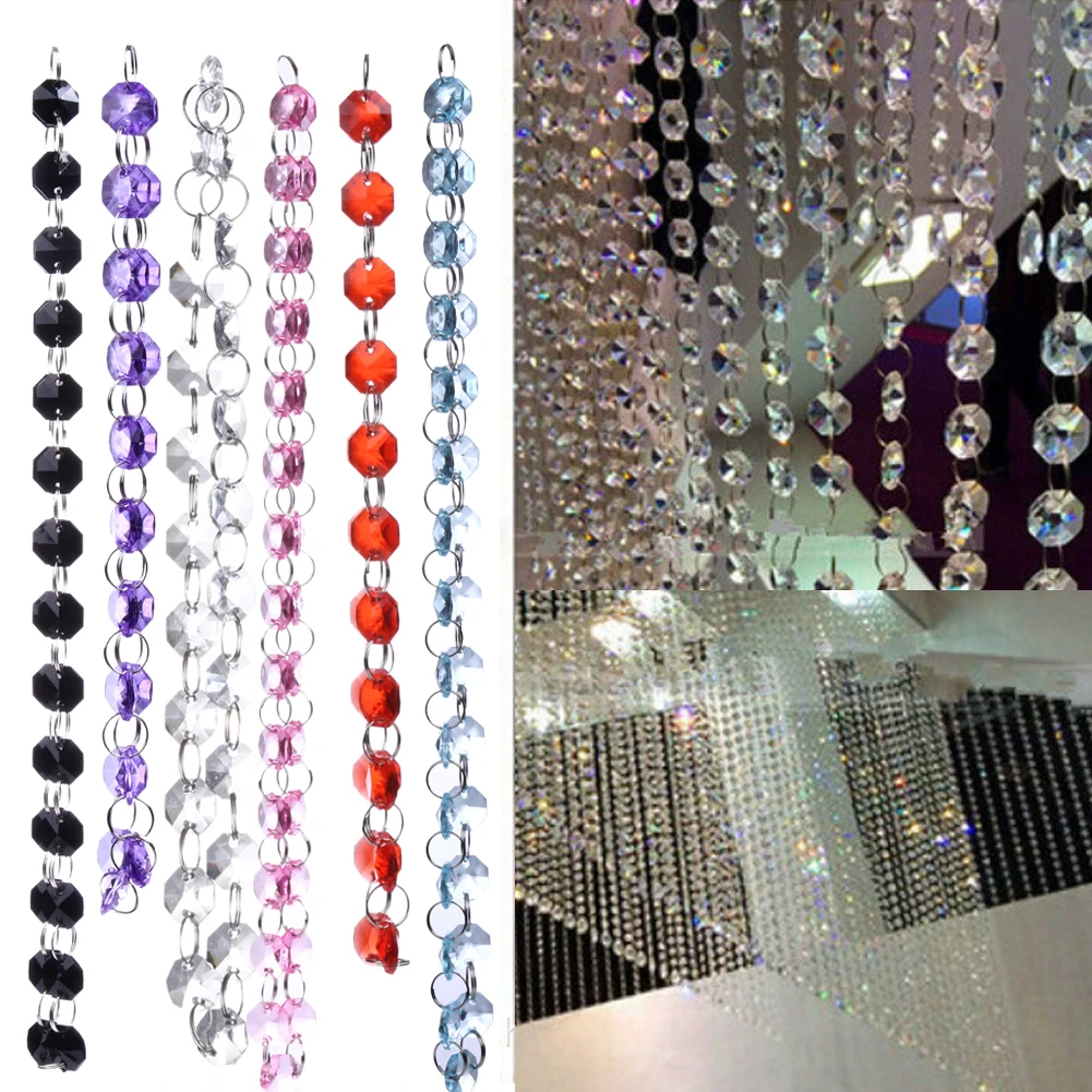 

6 Colors 1M Acrylic Octagon Bead Curtains DIY Garland Crystal Chandelier Curtains for Wedding Christmas Party Decoration