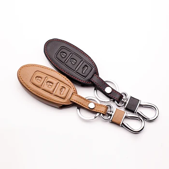 

Genuine Leather Car Key Cover Case For Nissan Teana X-Trail Murano March Geniss Tiida Qashqai Livina Sylphy Sunny Juke Almera