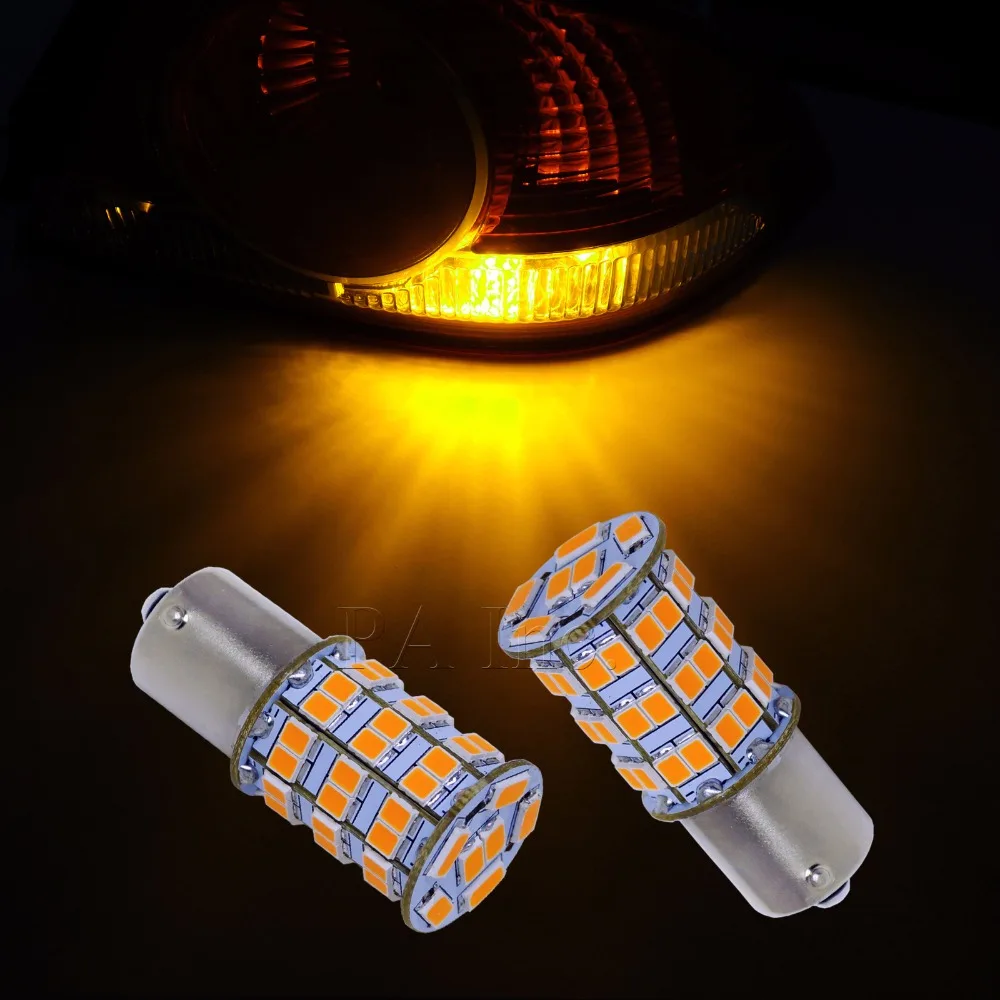 PA LED 2PCS x ORANGE YELLOW AMBER BAU15S 55SMD 2835 5630 LED Turn