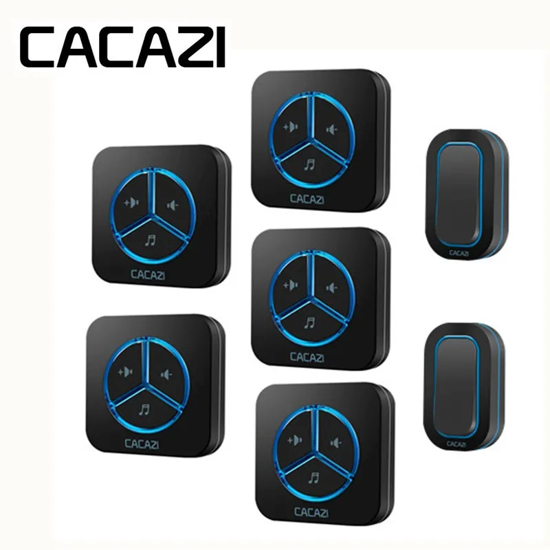 

CACAZI Wireless Home Doorbell Waterproof Battery Button Smart 280M Remote 48 Chime 6 Volume AC Receiver EU US Plug Calling Bell