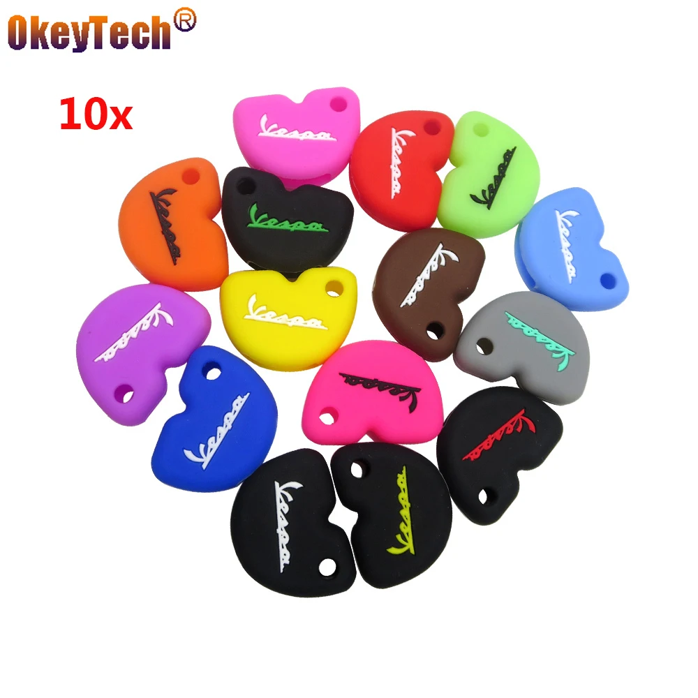 

OkeyTech 10pcs/lot soft silicone rubber key fob set case cover protect shell for Vespa piaggio new fly 3vte 125 gts gtv 250 300