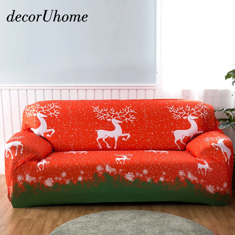 Christmas Elk Thick Sofa slipcovers Tight Wrap All inclusive Slip