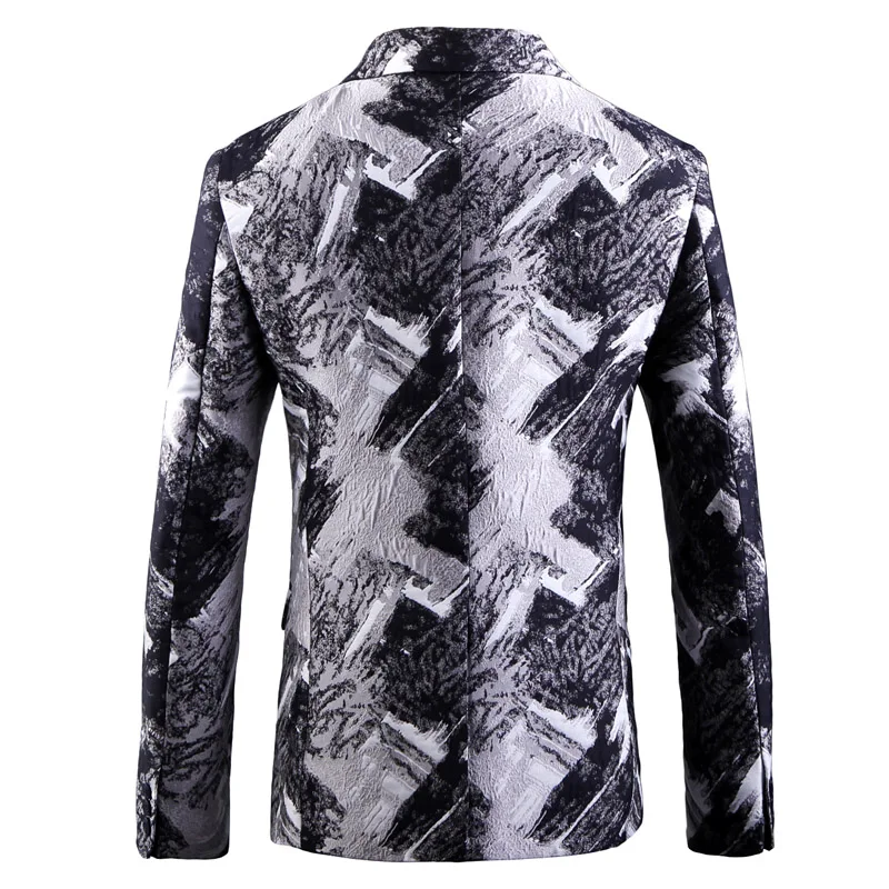 Spring And Autumn Slim British Fashion Printing Youth Men'S Business Casual Suit Jacket Stage Dress Host Annual Meeting Jacket Spring And Autumn Slim British Fashion Printing Youth Men'S Business Casual Suit Jacket Stage Dress Host Annual Meeting Jacket