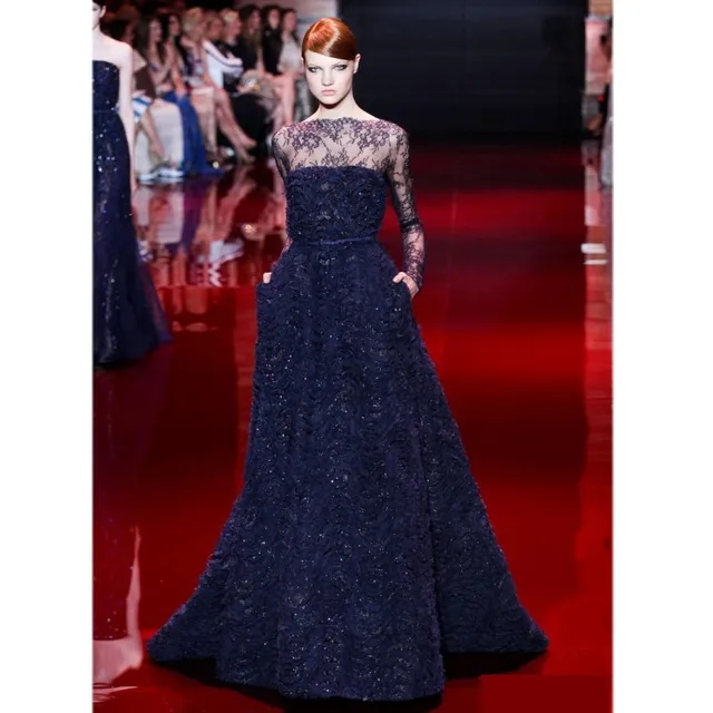 Elie Saab Navy Blue Prom Dresses