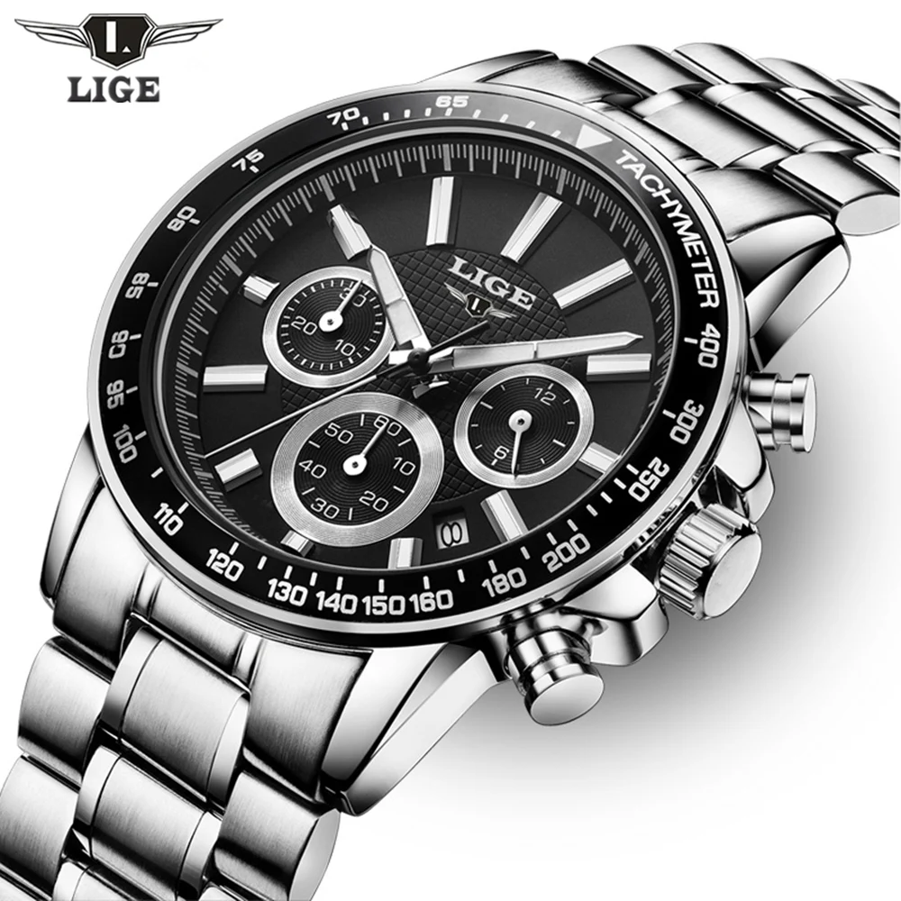 

LIGE Mens Sports Watches Top Brand Luxury Quartz Watch Date Clock Leather Strap Fashion Casual Watch Mens Military WristWatch