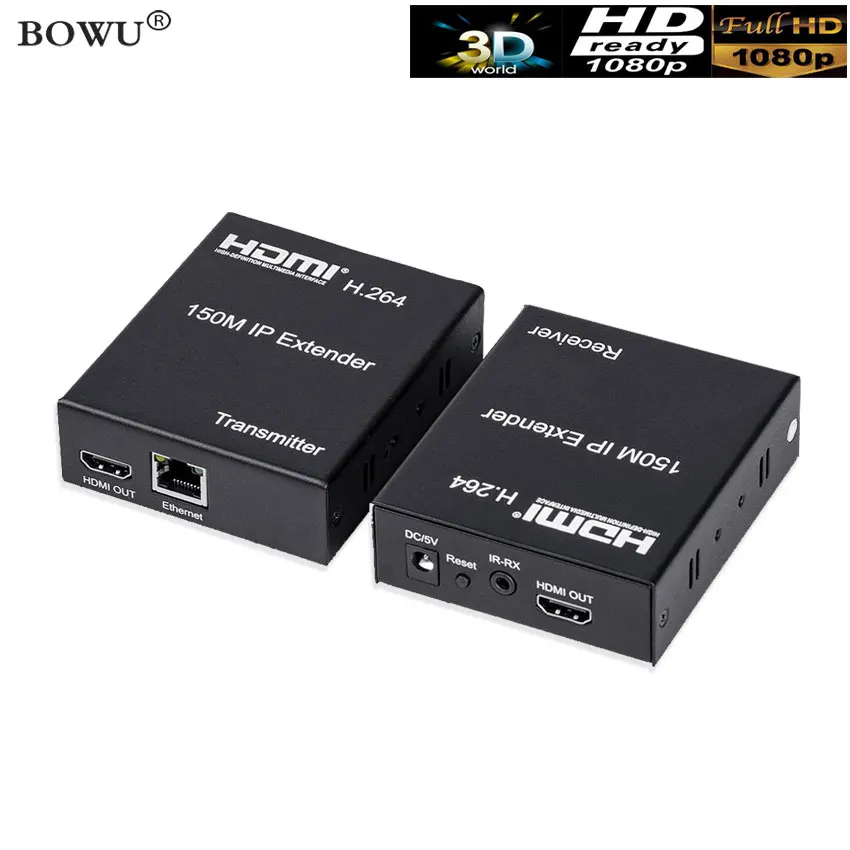 

New 150m HDMI IP Extender RJ45 IP Over IP Extender Over Cat5 Cat5e Cat6 HDMI Extender With Wide IR By UTP/STP
