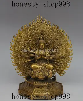 

11" chinese buddhism brass Avalokitesvara guanyin Bodhisattva God Goddess statue