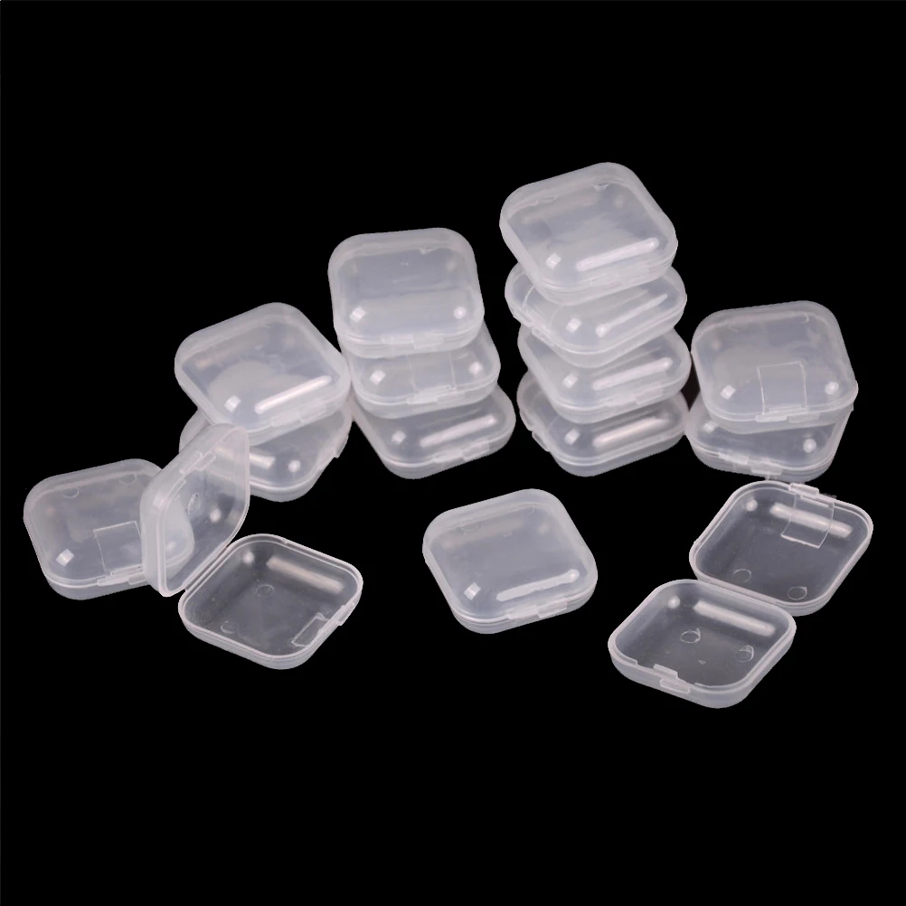 

5Pcs/lot Clear 38*36mm Portable Mini Clear Plastic Small Box Hook Jewelry Earplugs Container