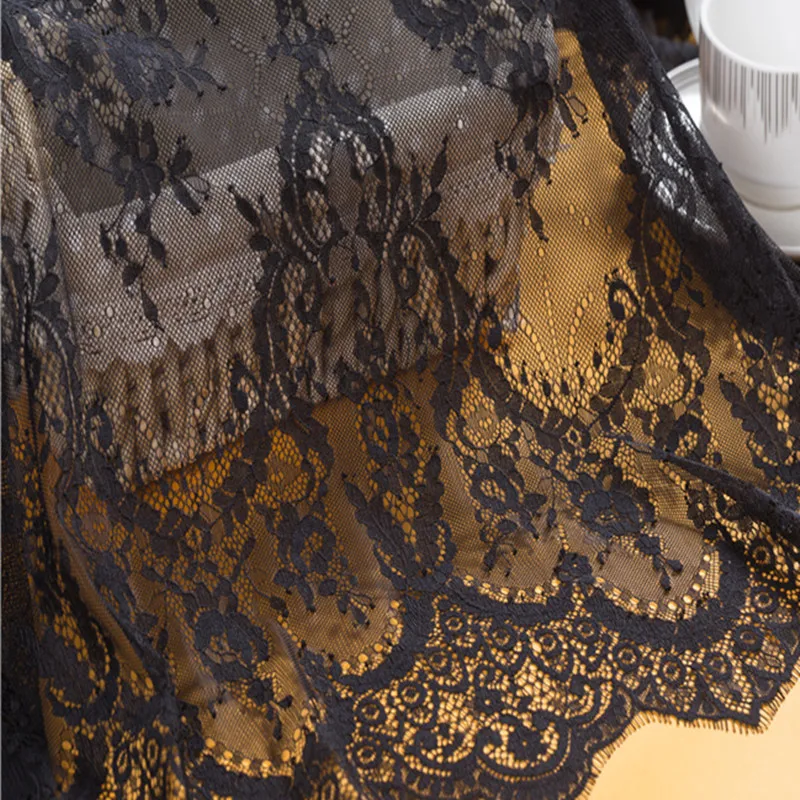 

3 Meters per piece white and black color fashion African lace fabric for wedding dress and garment fabric
